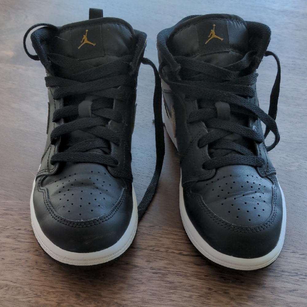 Nike Air Jordan Mid Black and Gold Sneakers